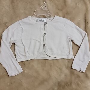 JANIE AND JACK SPECIAL OCCASION WHITE CROPPED CARDIGAN W DIAMOND BUTTONS, SIZE 3